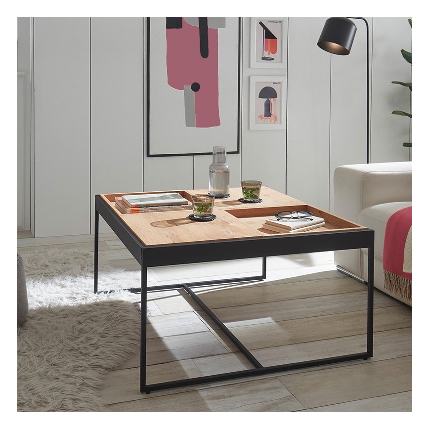 Stolić za kavu PULSE 83x83 cm hrast/crna