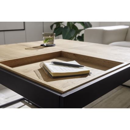 Stolić za kavu PULSE 83x83 cm hrast/crna