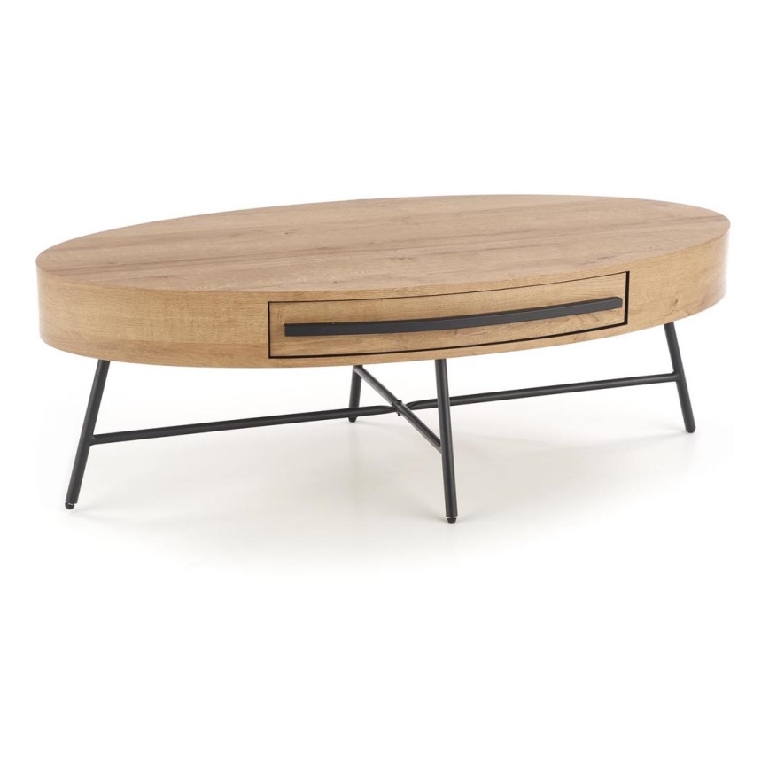 Stolić za kavu s ladicom CAROLINA 41x120 cm zlatni hrast/crna