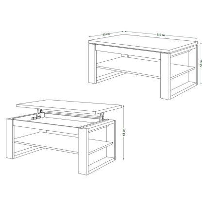 Stolić za kavu s podiznom pločom i policom NEA betonsko-siva/bijela