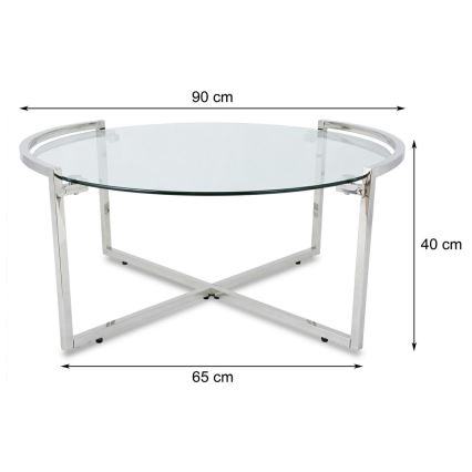 Stolić za kavu SOLAS 40x90 cm sjajni krom/prozirna