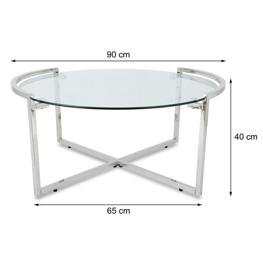 Stolić za kavu SOLAS 40x90 cm sjajni krom/prozirna