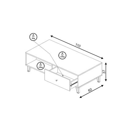 Stolić za kavu SULA hrast craft/crna