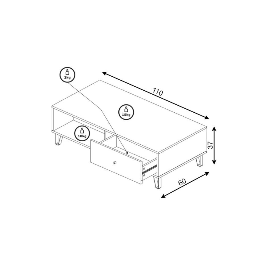 Stolić za kavu SULA hrast craft/crna