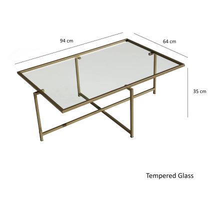 Stolić za kavu SUNCE 35x94 cm zlatna/prozirna