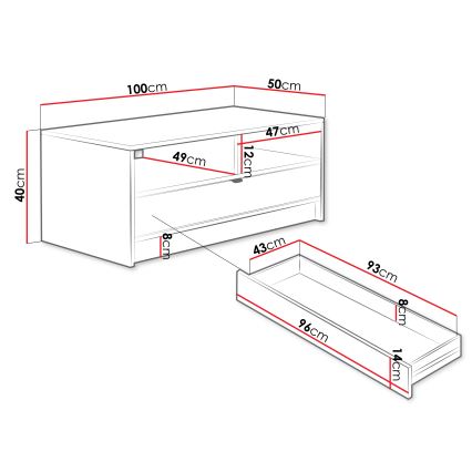 Stolić za kavu TIRENO 40x100 cm bijeli