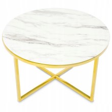 Stolić za kavu VERTIGO 45x80 cm zlatna/bijeli mramor