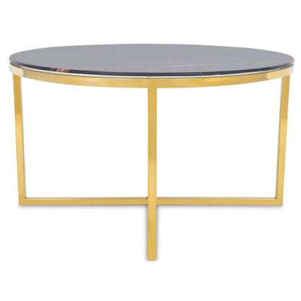Stolić za kavu VERTIGO 45x80 cm zlatna/crni dekor mramora
