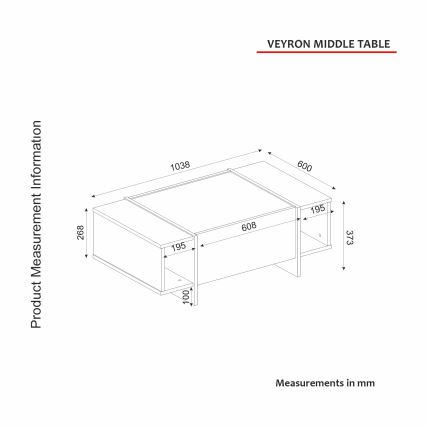 Stolić za kavu VEYRON 37,3x103,8 cm crna/zlatna