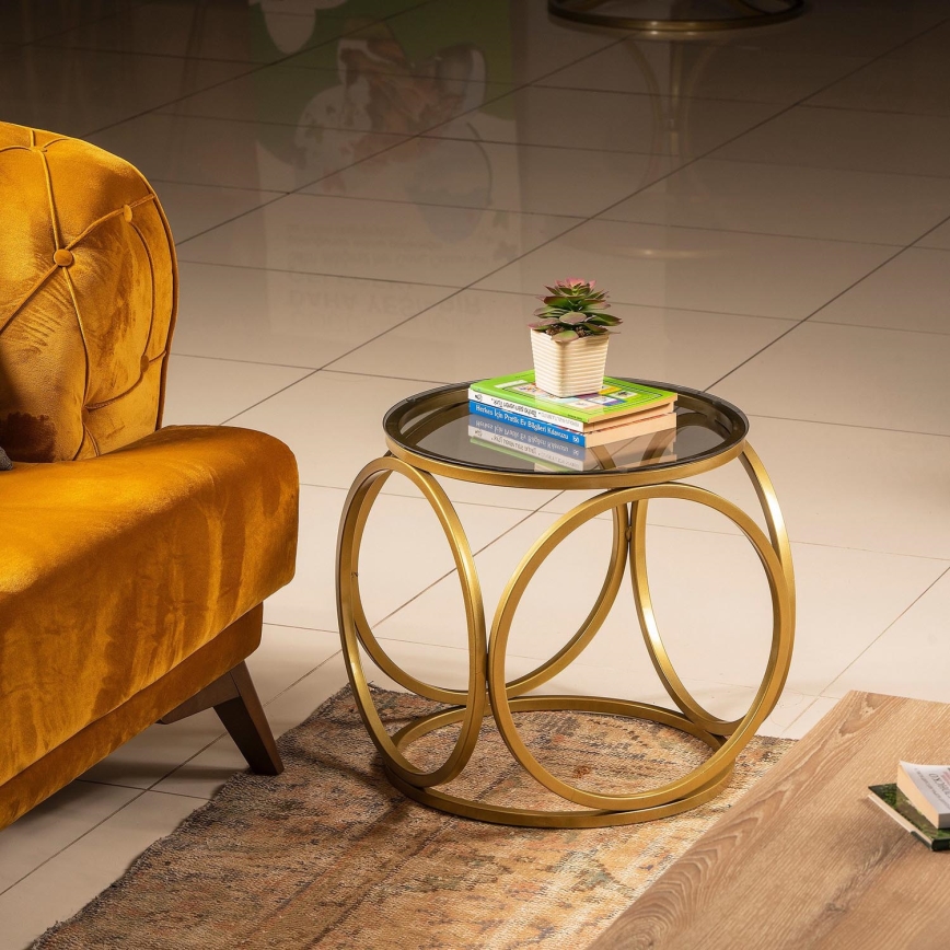 Stolić za odlaganje MIMO 40x40 cm zlatna/crna