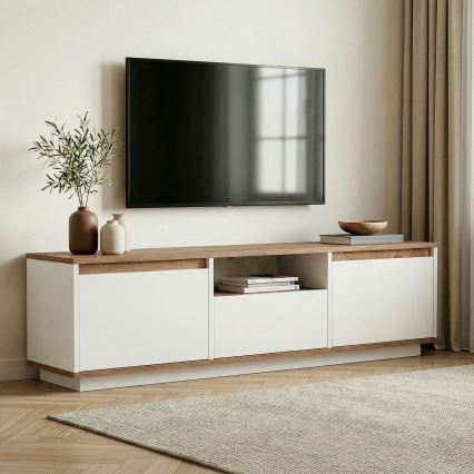 Stolić za televizor KREDE 160x30 cm bijela/borovina