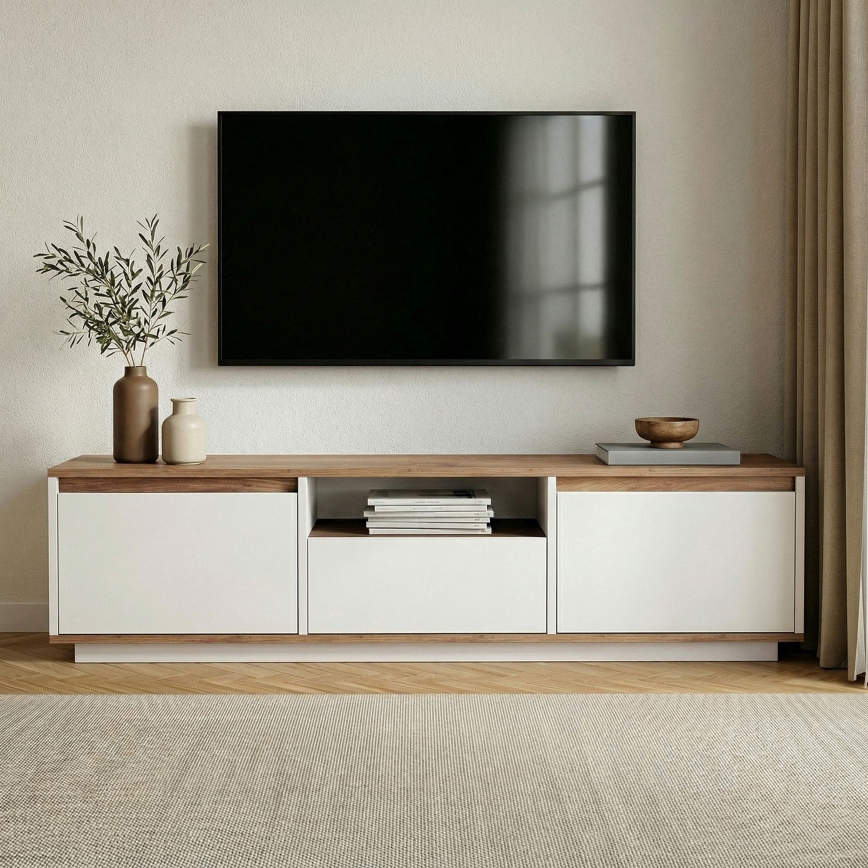 Stolić za televizor KREDE 160x30 cm bijela/borovina
