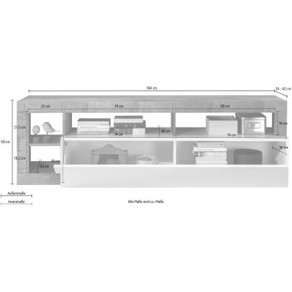 Stolić za TV LENOR bijeli/hrast