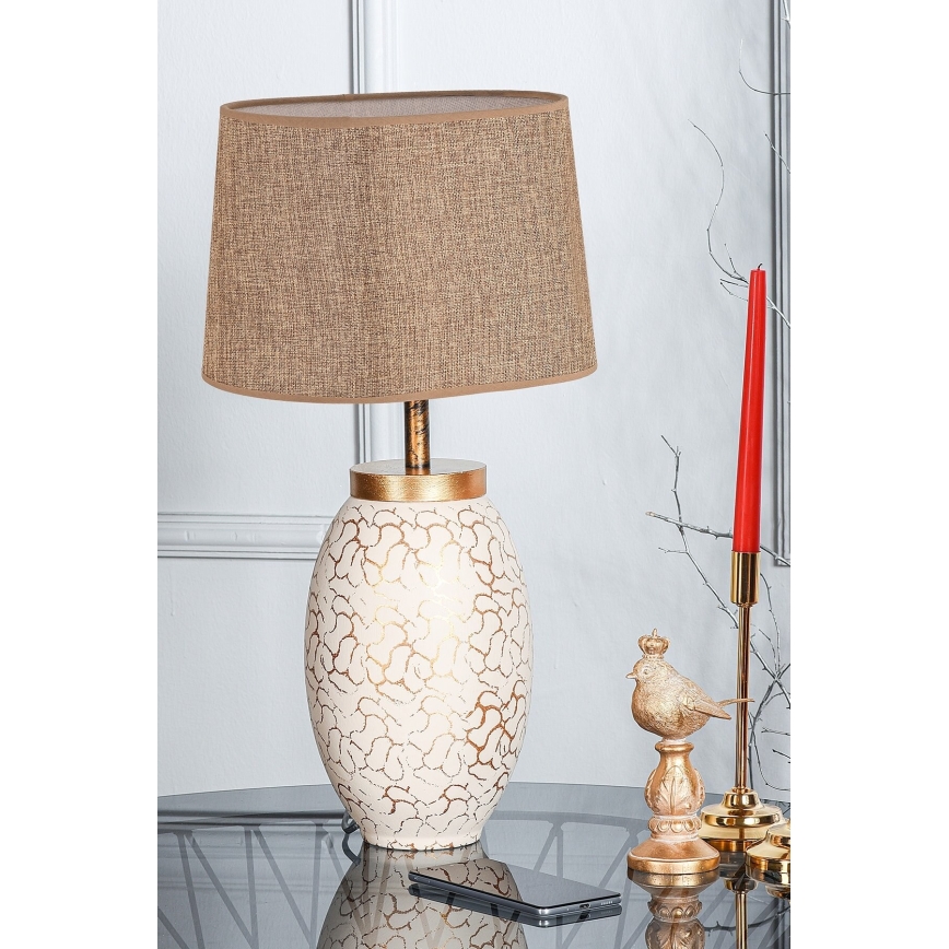 Stolna lampa 1xE27/40W/230V bež/zlatna