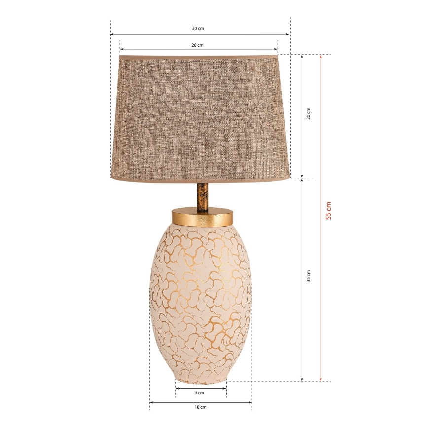 Stolna lampa 1xE27/40W/230V bež/zlatna