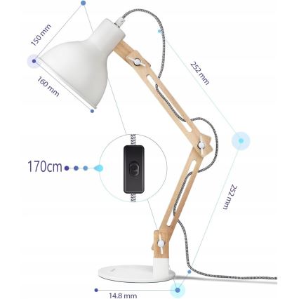 Stolna lampa 1xE27/40W/230V bijela