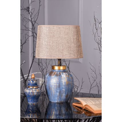 Stolna lampa 1xE27/40W/230V plava/bež