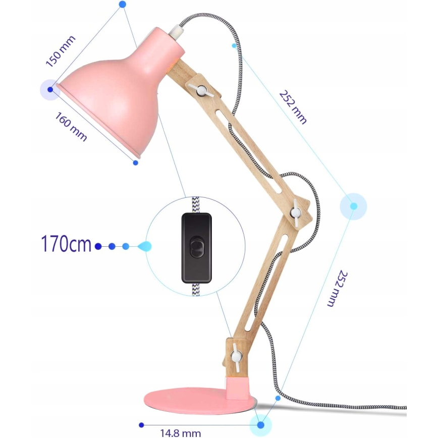 Stolna lampa 1xE27/40W/230V ružičasta