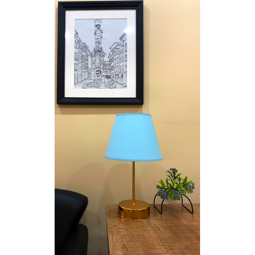 Stolna lampa 1xE27/60W/230V plava/bakrena