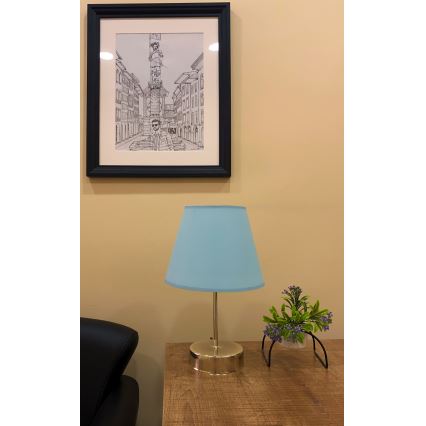 Stolna lampa 1xE27/60W/230V plava/sjajni krom
