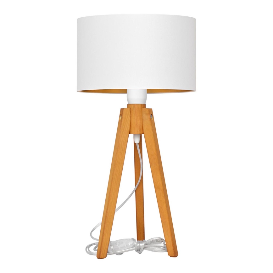 Stolna lampa ALBA 1xE27/15W/230V bijela/zlatna/hrast