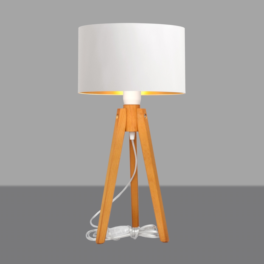 Stolna lampa ALBA 1xE27/15W/230V bijela/zlatna/hrast
