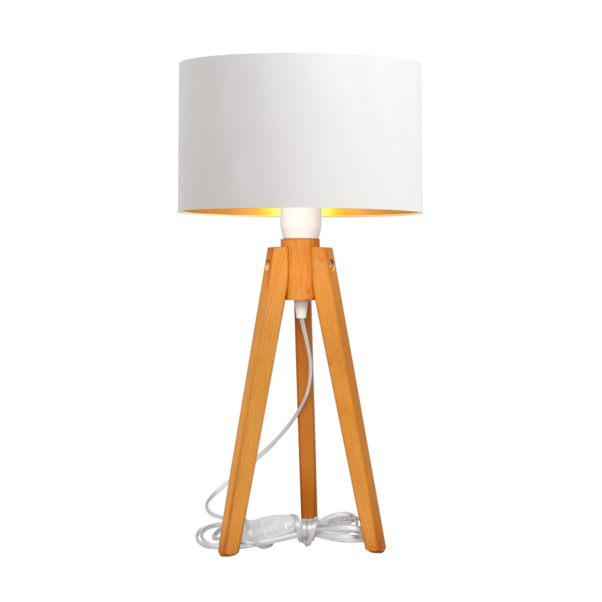 Stolna lampa ALBA 1xE27/15W/230V bijela/zlatna/hrast
