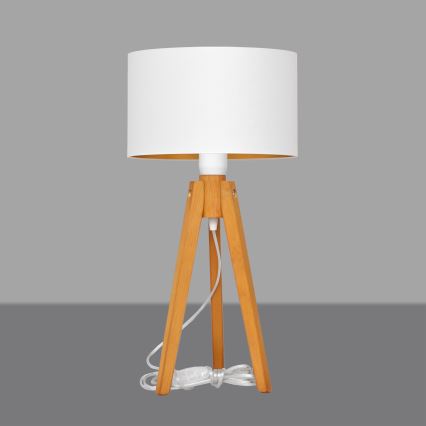 Stolna lampa ALBA 1xE27/15W/230V bijela/zlatna/hrast