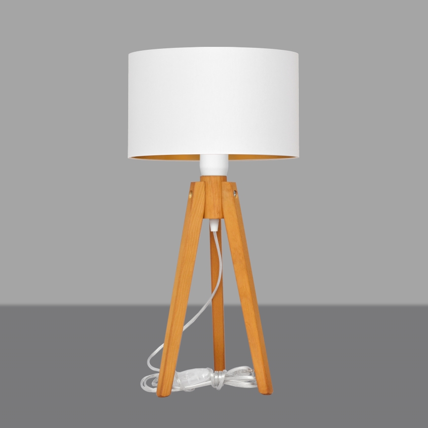 Stolna lampa ALBA 1xE27/15W/230V bijela/zlatna/hrast