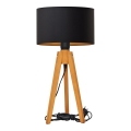 Stolna lampa ALBA 1xE27/15W/230V crna/zlatna/hrast