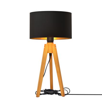 Stolna lampa ALBA 1xE27/15W/230V crna/zlatna/hrast