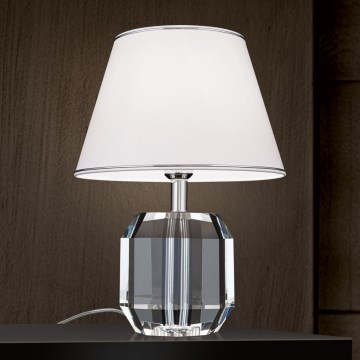 Stolna lampa ALEXIS 1xE27/60W/230V bijela/sjajni krom/prozirna