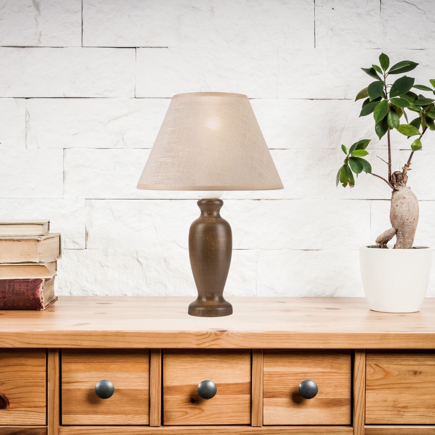 Stolna lampa AMFORA 1xE27/60W/230V tamno smeđa/bukva