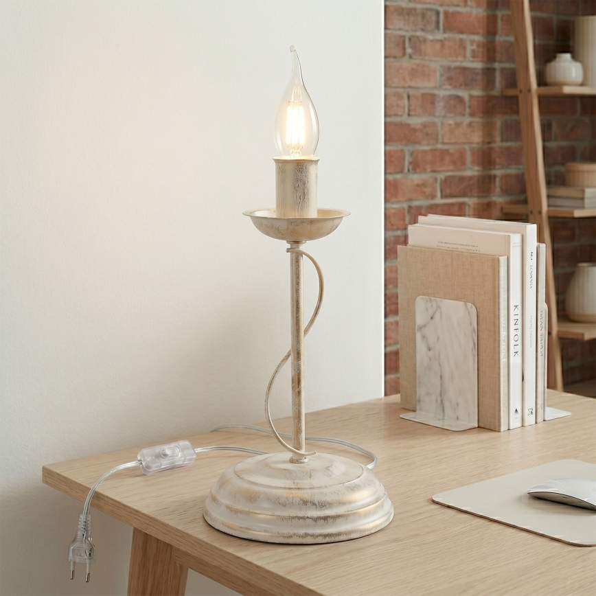 Stolna lampa ANTON 1xE14/60W/230V bijela patina