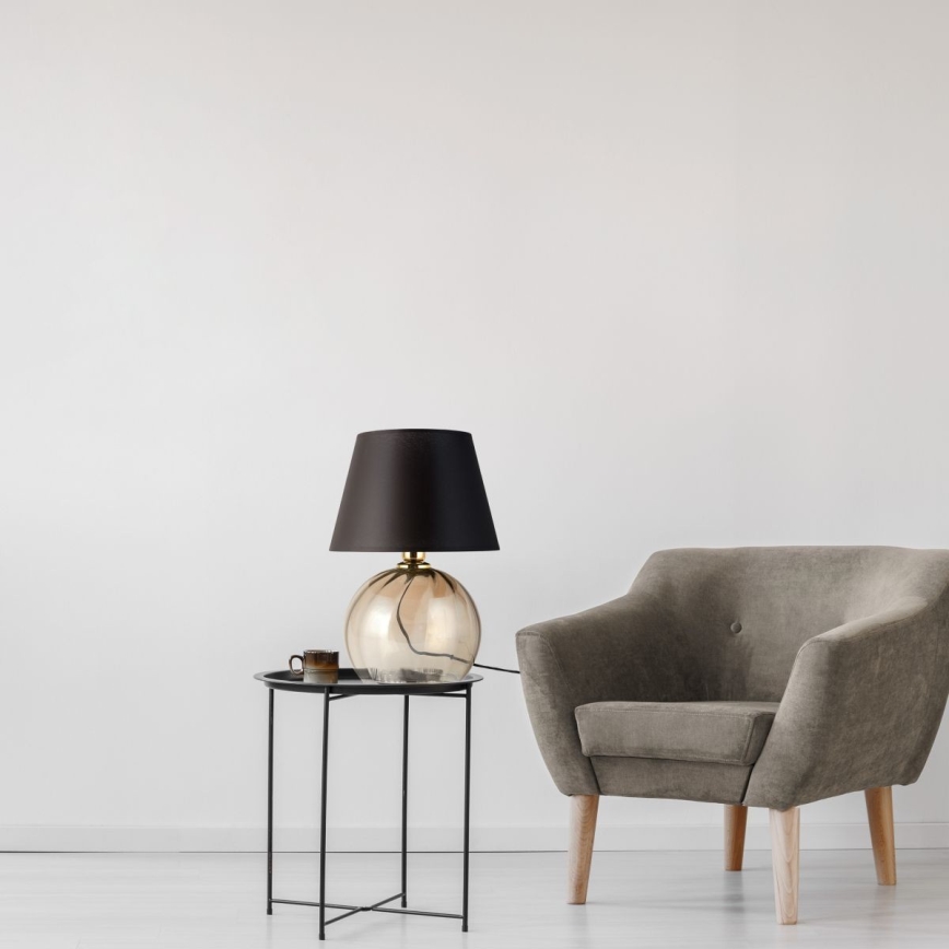 Stolna lampa AUREA 1xE27/15W/230V crna/bež