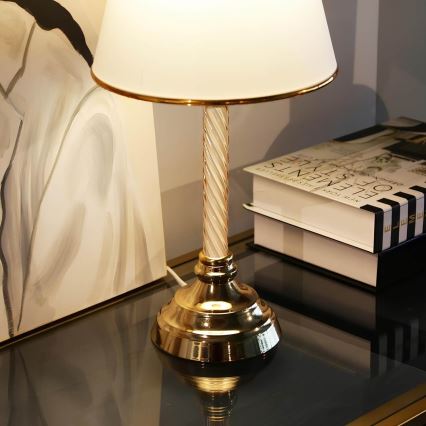 Stolna lampa AYD 1xE27/40W/230V bijela/zlatna