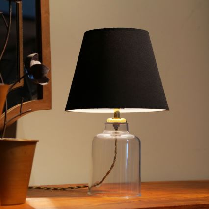 Stolna lampa AYD 1xE27/40W/230V crna/prozirna