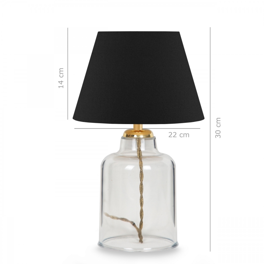 Stolna lampa AYD 1xE27/40W/230V crna/prozirna