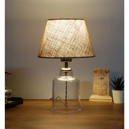 Stolna lampa AYD 1xE27/40W/230V smeđa/prozirna