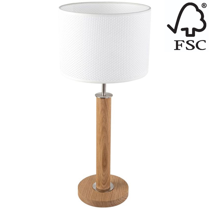 Stolna lampa BENITA 1xE27/60W/230V 61 cm bijela/hrast – FSC certificirano