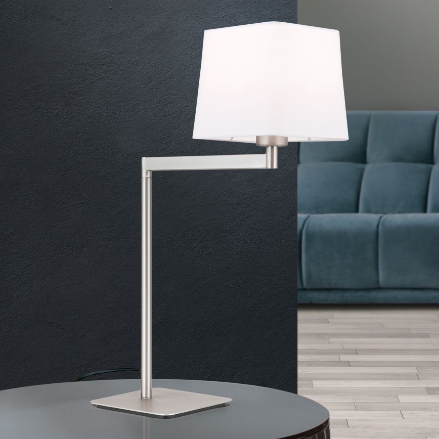 Stolna lampa CARLTON 1xE27/40W/230V bijela/mat krom