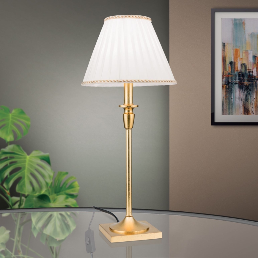 Stolna lampa FONSA 1xE27/60W/230V 61 cm bijela/zlatna