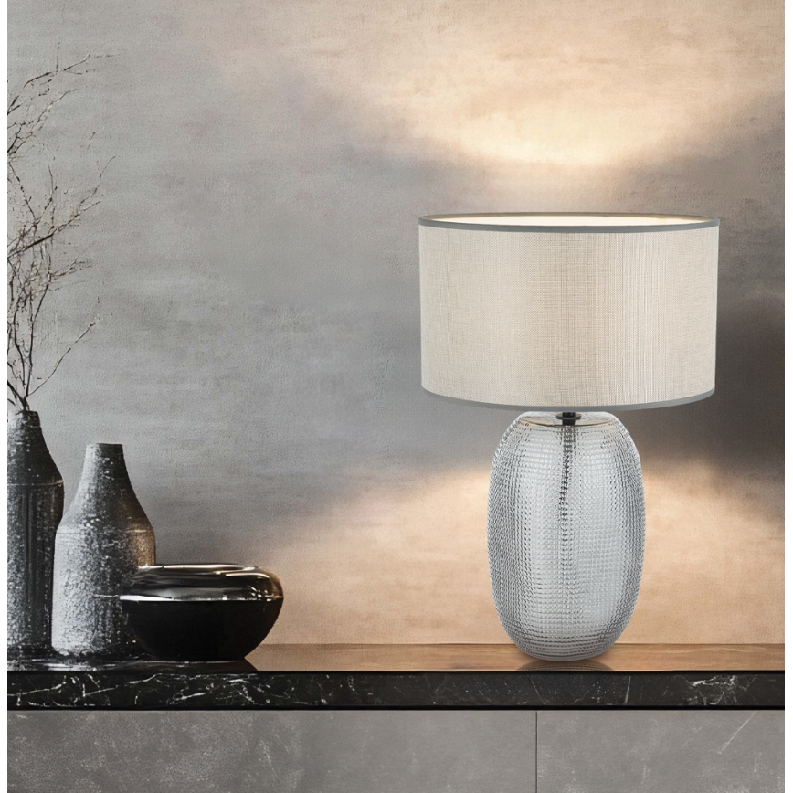 Stolna lampa JENIFER 1xE27/40W/230V siva/dimna