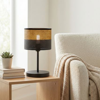 Stolna lampa KARBON 1xE27/15W/230V crna/smeđa