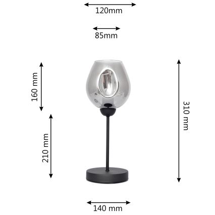 Stolna lampa LILI 1xE27/15W/230V crna/siva