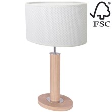 Stolna lampa MERCEDES 1xE27/40W/230V 46 cm bijela/hrast – FSC certificirano