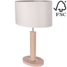 Stolna lampa MERCEDES 1xE27/40W/230V 46 cm krem/hrast – FSC certificirano