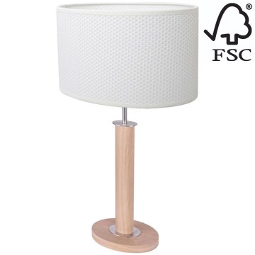 Stolna lampa MERCEDES 1xE27/40W/230V 60 cm bijela/hrast – FSC certificirano