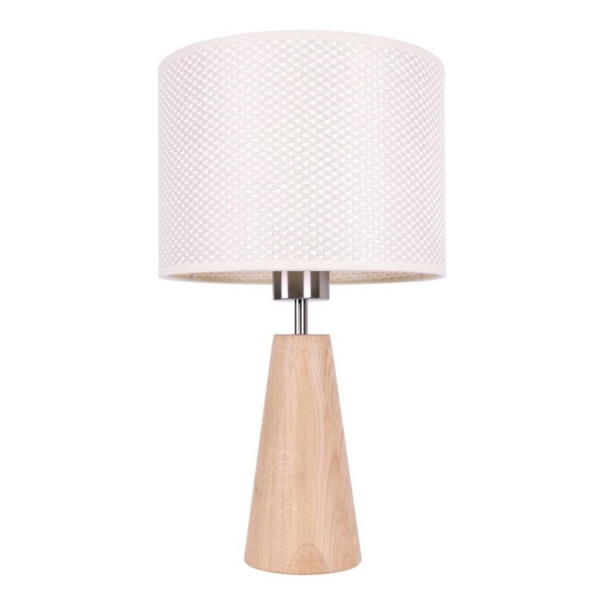 Stolna lampa MERCEDES 1xE27/40W/230V, promjer 43 cm, krem/hrast