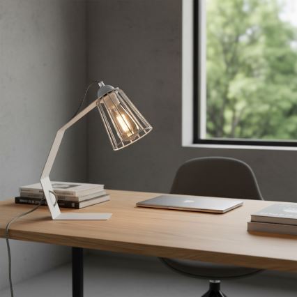 Stolna lampa NANDO 1xE27/15W/230V bijela